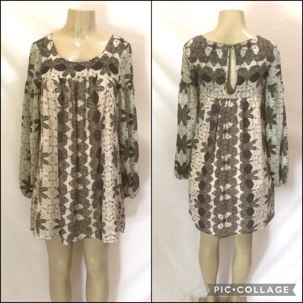 Free People Kaleidoscope Print Sheer Babydoll Tunic Dress